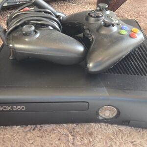Xbox 360 Black Gaming Console with Controllers and Games